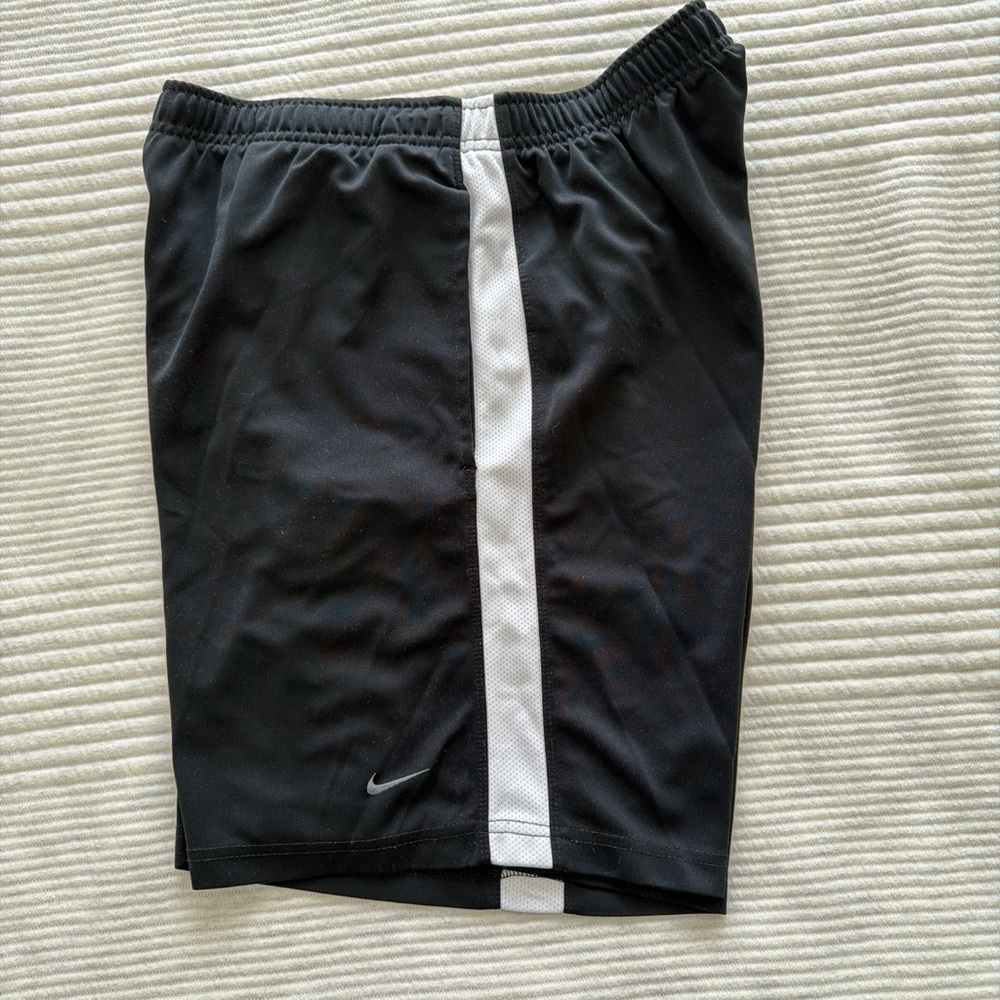 Nike Women's Black Athletic Shorts with White Stripe